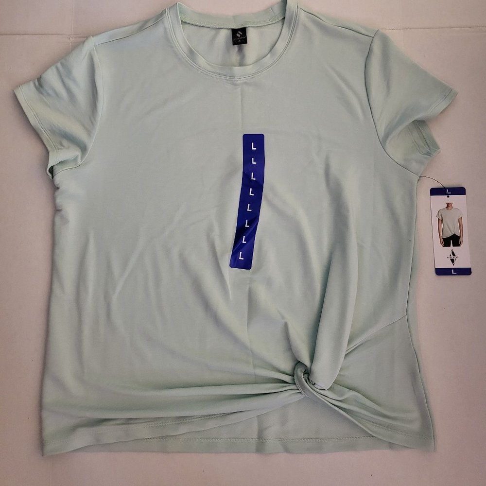 Women's Skechers Skech Luxe Active Short Sleeve Knot T-Shirt Blue/Green